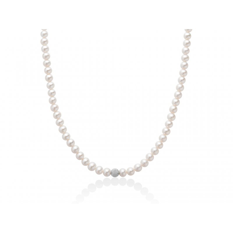 Miluna - Collana Di Perle Oriente - Oro Effetto Diamantato