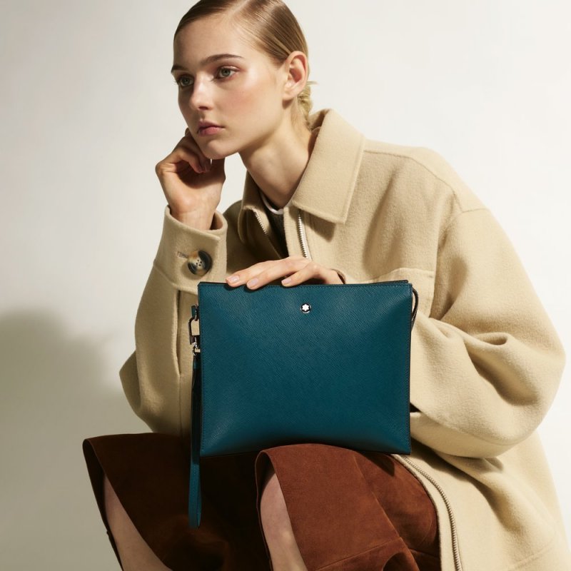 Montblanc - Pochette Sartorial - Pelle Blu Cipro
