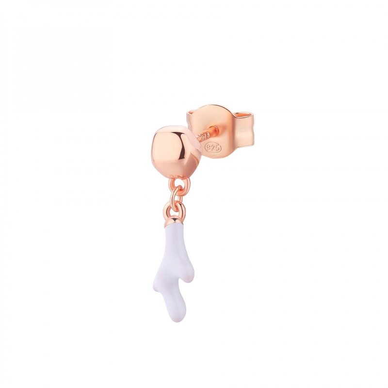 Rosato - Mono Orecchino Pendente - Corallo - Oro Rosa