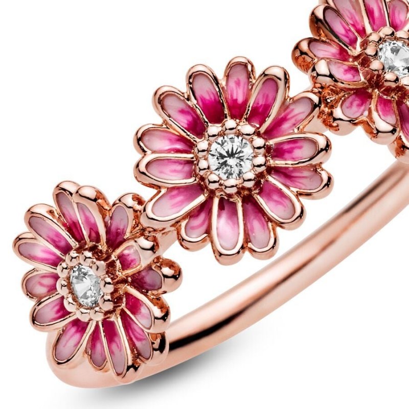 Anello Tris di Margherite Rosa