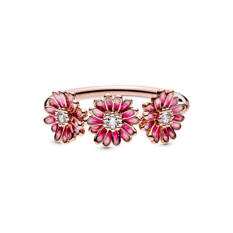 Anello Tris di Margherite Rosa