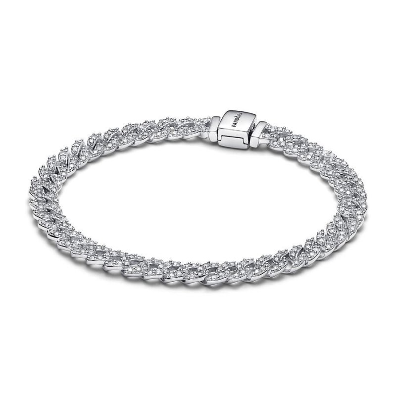 Bracciale Catena Maglia Cubana Pavè