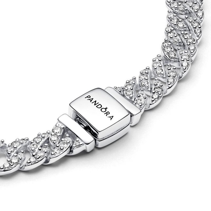 Bracciale Catena Maglia Cubana Pavè