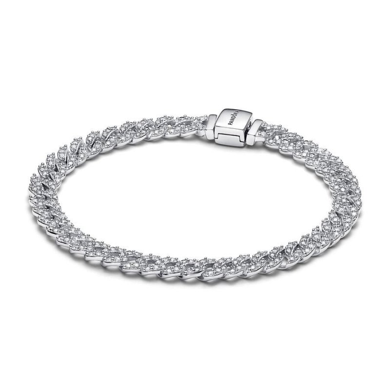 Bracciale Catena Maglia Cubana Pavè