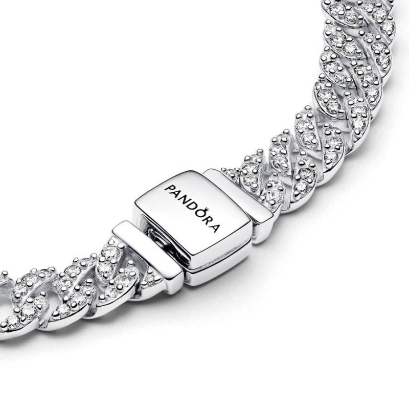 Bracciale Catena Maglia Cubana Pavè