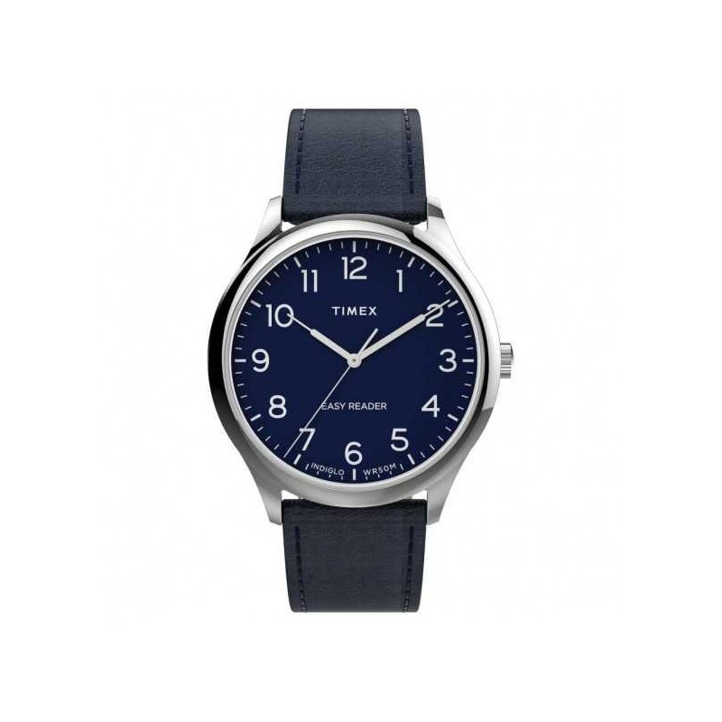 Timex - Orologio Uomo Easy Reader - Pelle Blu - 40 Mm