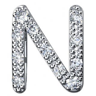 Elements Donnaoro - Lettera N Big - Oro Bianco - Diamanti