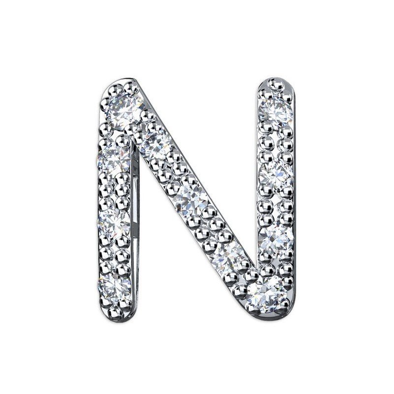 Elements Donnaoro - Lettera N Big - Oro Bianco - Diamanti