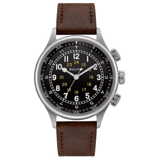 Bulova - Pilot A15 - Acciaio - Pelle