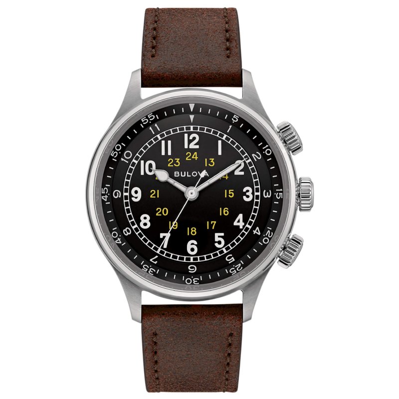 Bulova - Pilot A15 - Acciaio - Pelle