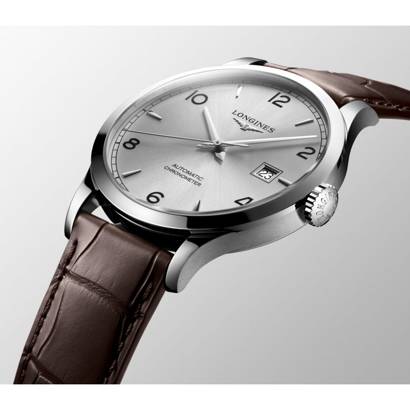 Longines - Record Automatico - Marrone - Argento A Raggi Di Sole