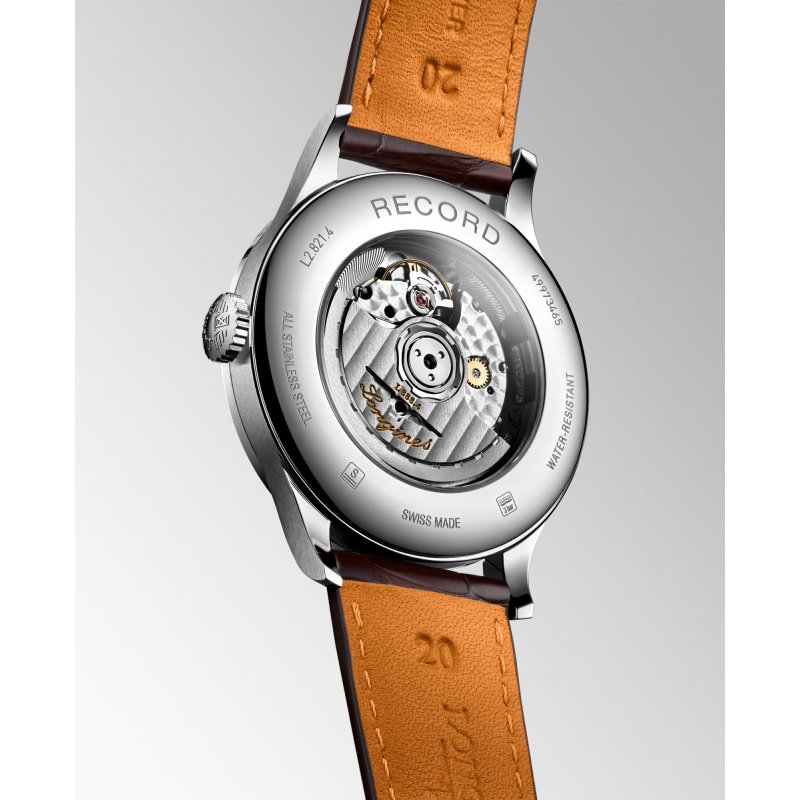 Longines - Record Automatico - Marrone - Argento A Raggi Di Sole