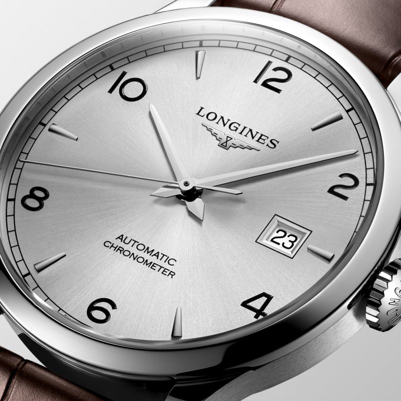 Longines - Record Automatico - Marrone - Argento A Raggi Di Sole