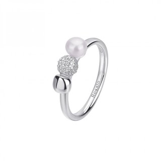 Rosato - Anello Argento 925‰ - Zirconi E Perla