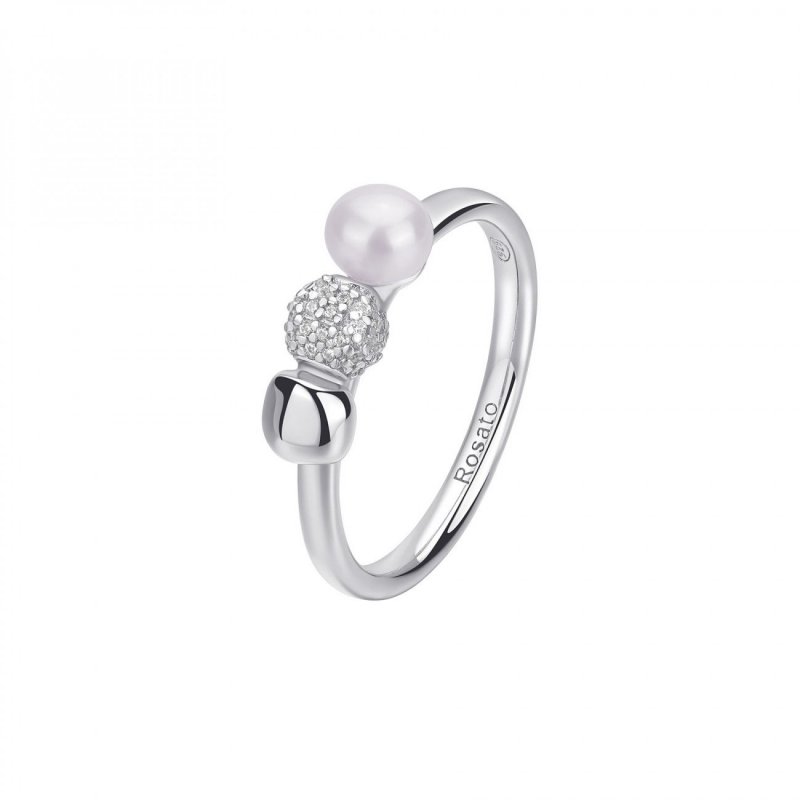 Rosato - Anello Argento 925‰ - Zirconi E Perla