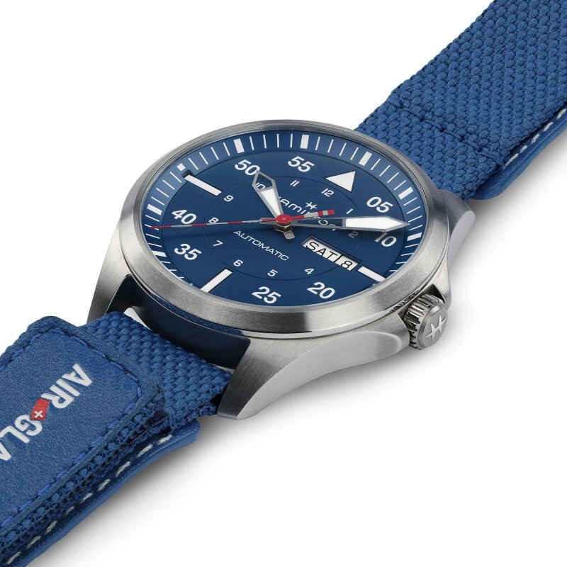 Hamilton - Khaki Aviation Pilot - Titanio - Blu
