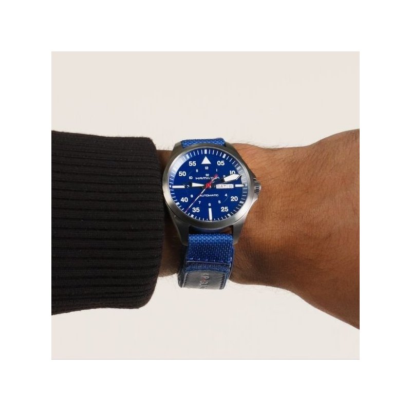 Hamilton - Khaki Aviation Pilot - Titanio - Blu