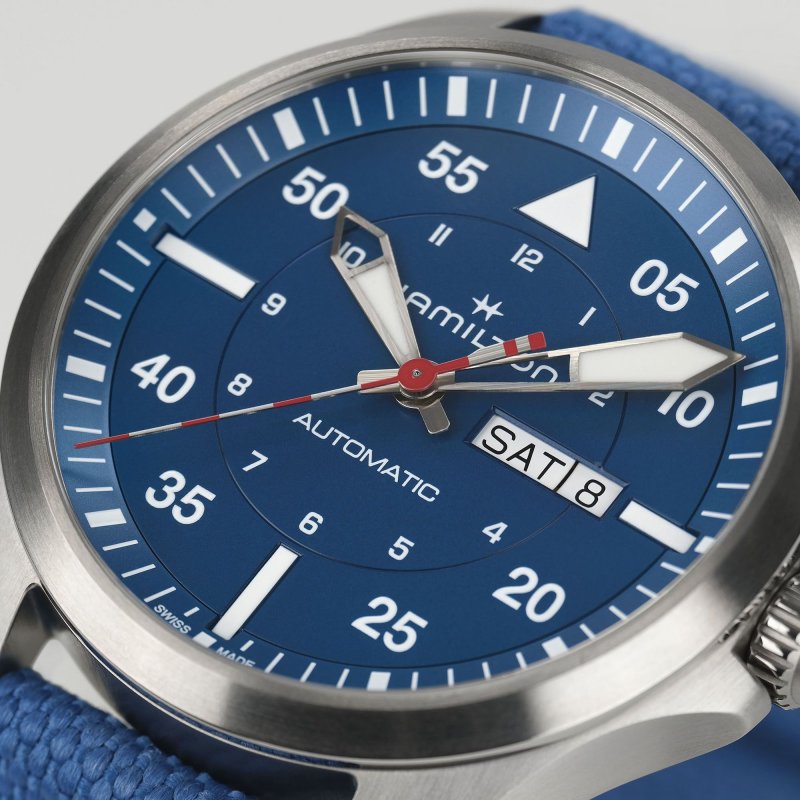 Hamilton - Khaki Aviation Pilot - Titanio - Blu