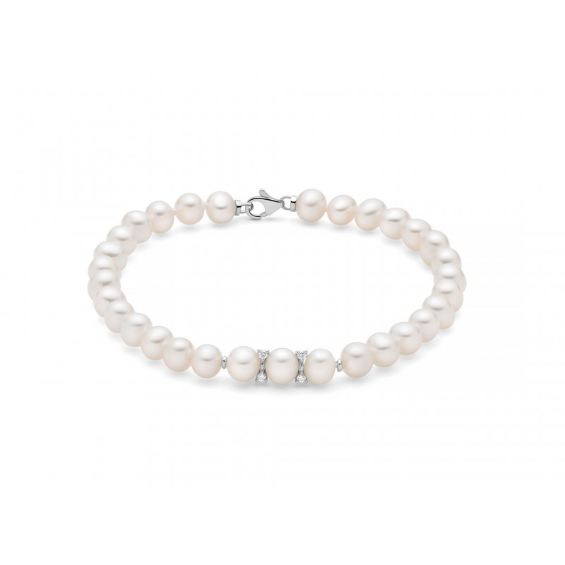 Miluna - Bracciale Oro, Perle E Diamante
