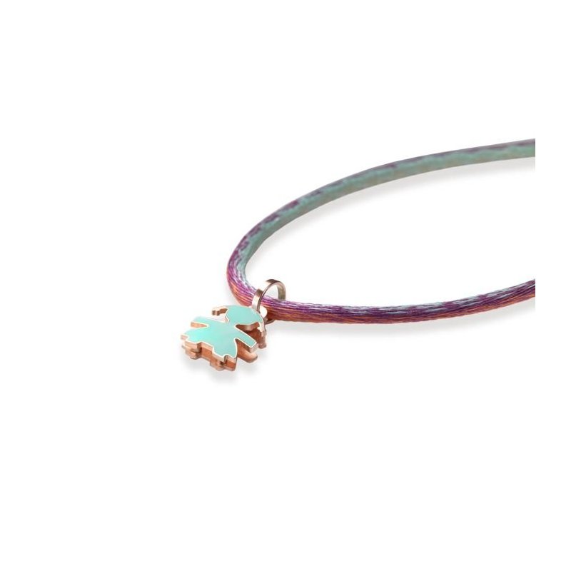 Le Bebe' - Ciondolo Sagoma Bimba - Oro Rosa - Smalto Verdeacqua