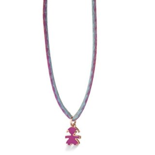 Le Bebe' - Ciondolo Sagoma Bimba - Oro Rosa - Smalto Viola