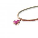 Le Bebe' - Ciondolo Sagoma Bimba - Oro Rosa - Smalto Viola