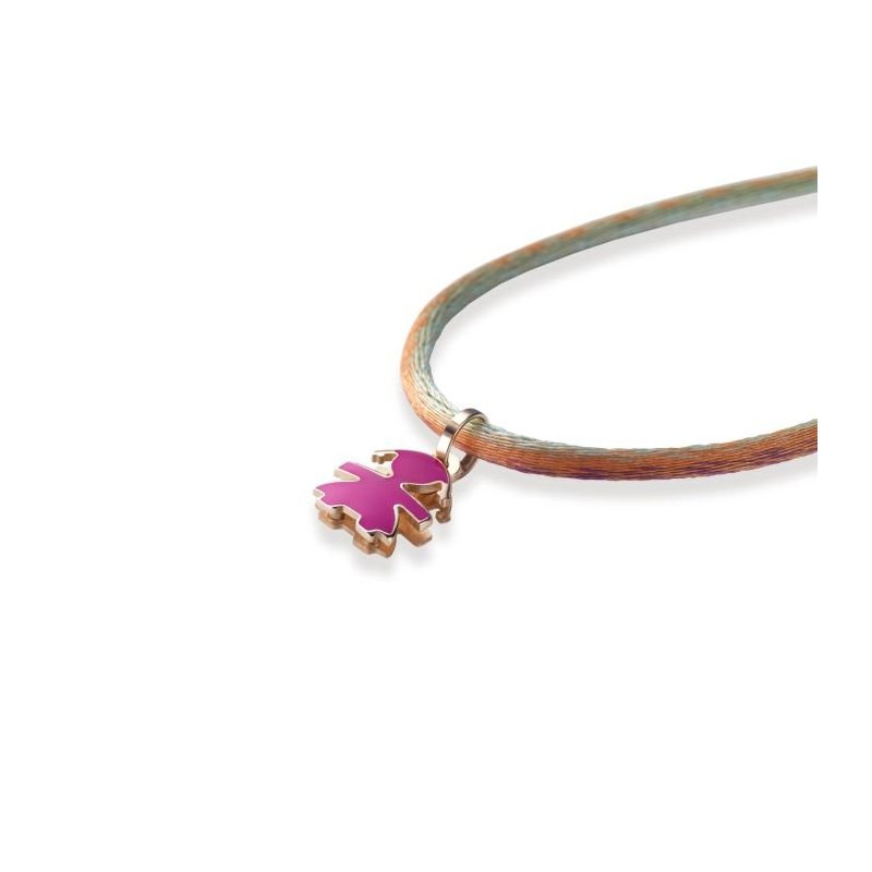 Le Bebe' - Ciondolo Sagoma Bimba - Oro Rosa - Smalto Viola