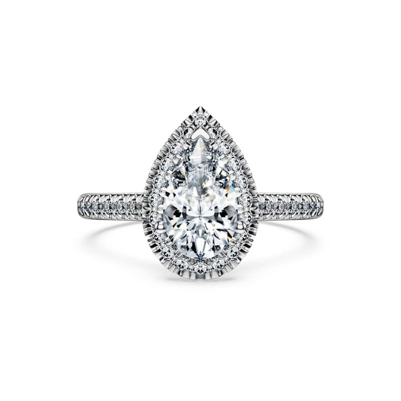 Swarovski - Anello Solitario Halo - Oro Bianco - Eternity