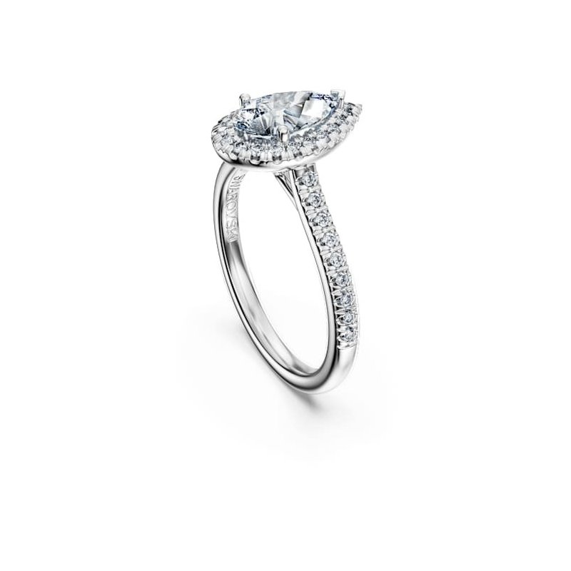 Swarovski - Anello Solitario Halo - Oro Bianco - Eternity