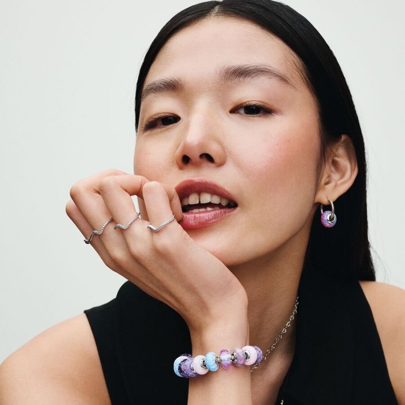 Bracciale Pandora Moments con maglia geometrica e chiusura regolabile