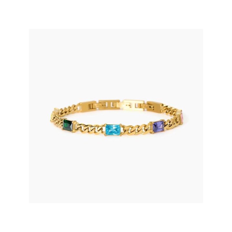 2 Jewels - Bracciale In Acciaio 316L - Pvd Giallo - Zirconi