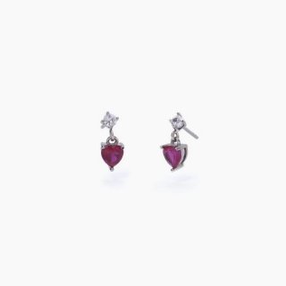 2 Jewels - Orecchini In Acciaio 316L - Rubino Sintetico - Cz