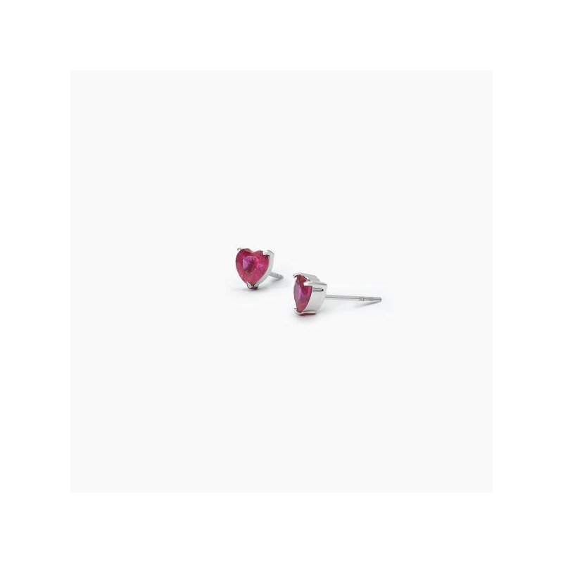 2 Jewels - Orecchini In Acciaio 316L - Rubino Sintetico