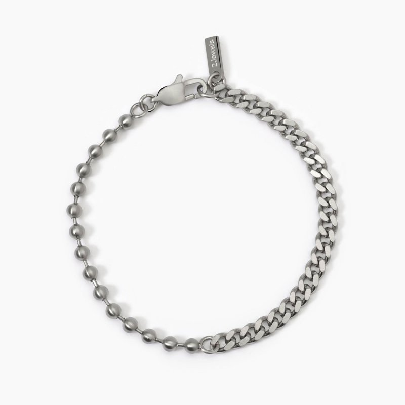 2 Jewels - Bracciale In Acciaio 316L - Satinato - Catena Pallinata