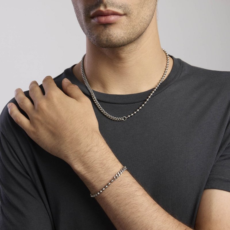 2 Jewels - Bracciale In Acciaio 316L - Satinato - Catena Pallinata