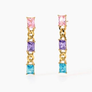 2 Jewels - Orecchini In Acciaio 316L - Pvd Giallo - Zirconi
