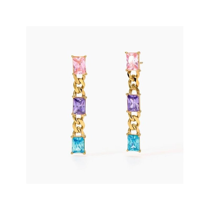 2 Jewels - Orecchini In Acciaio 316L - Pvd Giallo - Zirconi