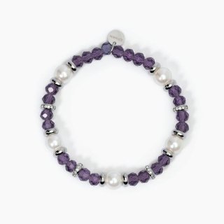 2 Jewels - Bracciale In Acciaio 316L - Glass Viola - Perle Conchiglia