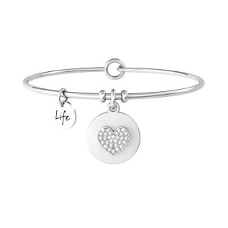 Kidult - Bracciale Bangle - Acciaio 316L - Cuore E Cristalli