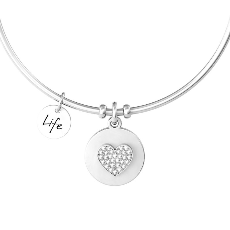 Kidult - Bracciale Bangle - Acciaio 316L - Cuore E Cristalli