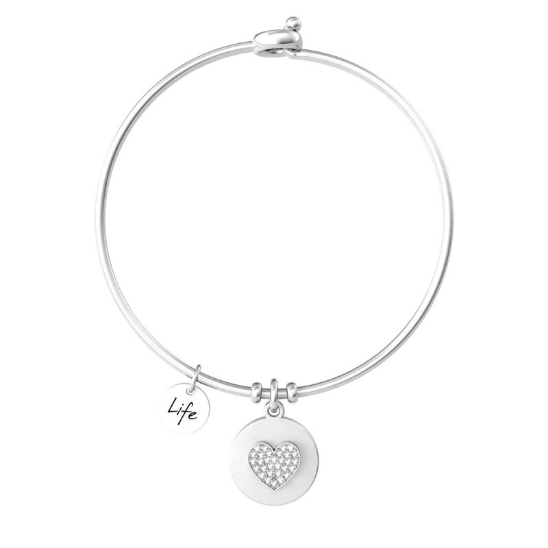 Kidult - Bracciale Bangle - Acciaio 316L - Cuore E Cristalli