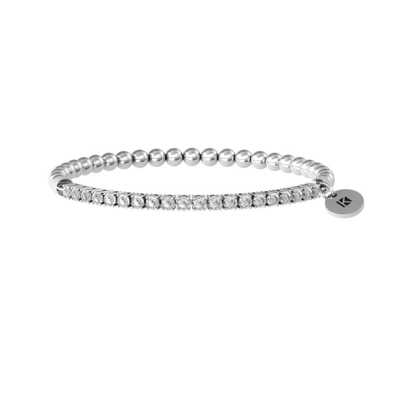 Kidult - Bracciale Elastico - Acciaio 316L - Zirconi Bianchi