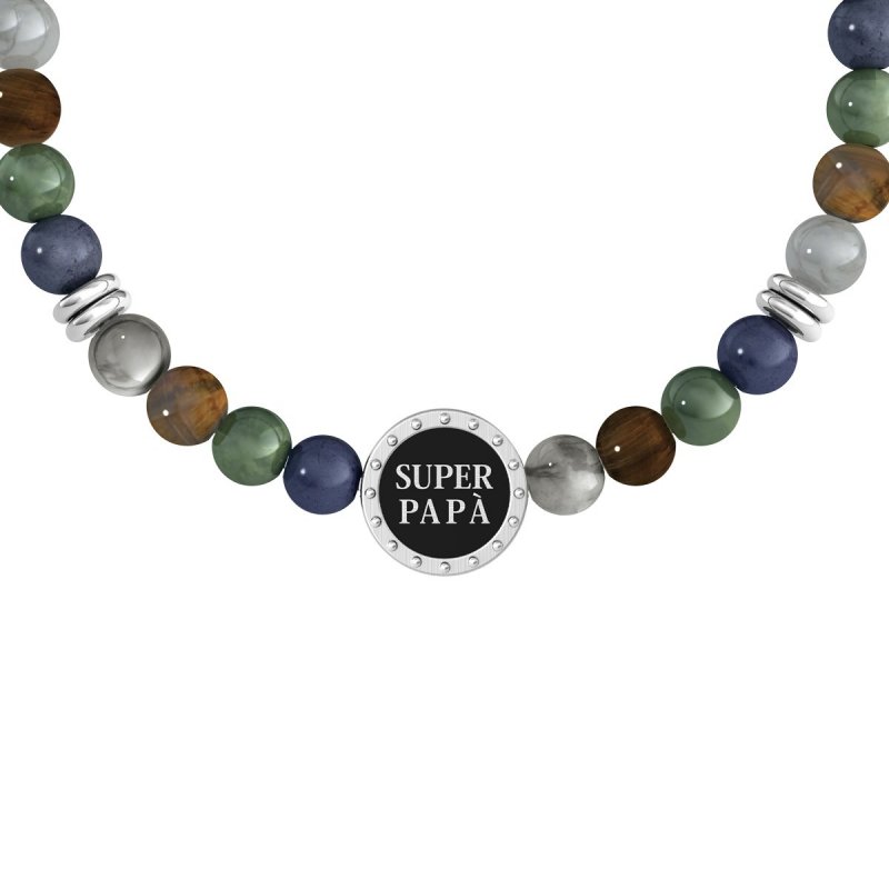 Kidult - Bracciale In Acciaio 316L - Pvd Nero - Pietre Cristall