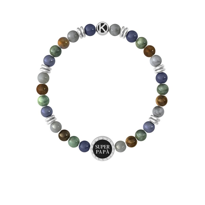 Kidult - Bracciale In Acciaio 316L - Pvd Nero - Pietre Cristall