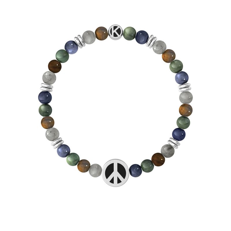 Kidult - Bracciale Pietre Multicolor - Acciaio 316L - Pvd Nero