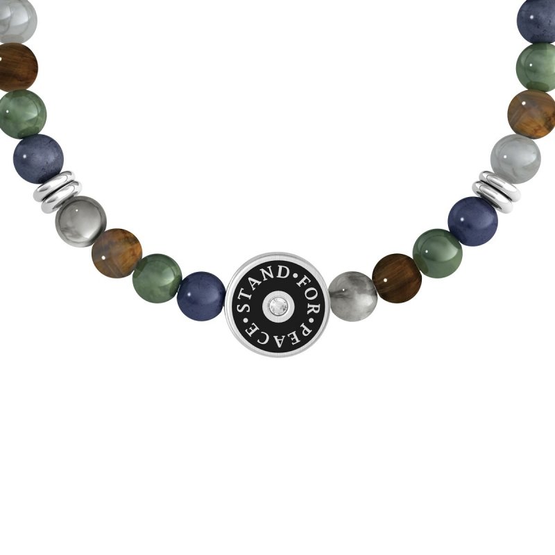 Kidult - Bracciale Pietre Multicolor - Acciaio 316L - Pvd Nero
