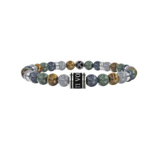 Kidult - Bracciale In Acciaio 316L - Pvd Nero - Pietre
