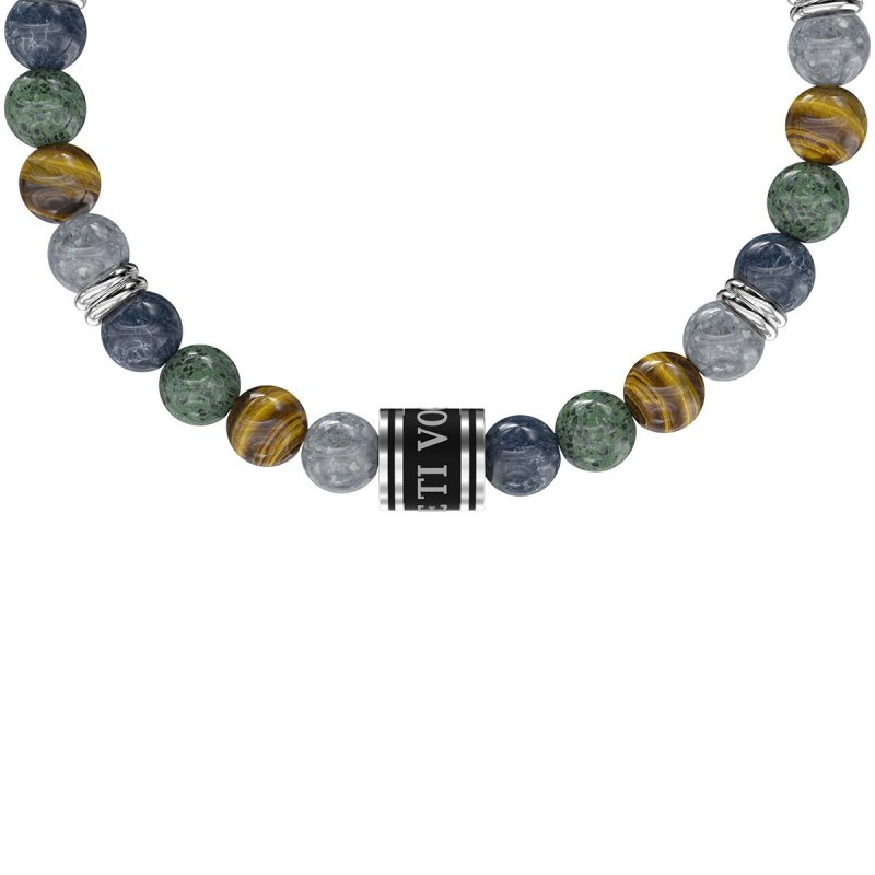 Kidult - Bracciale In Acciaio 316L - Pvd Nero - Pietre