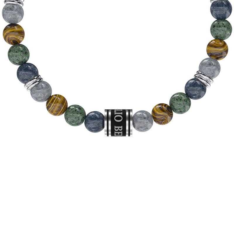 Kidult - Bracciale In Acciaio 316L - Pvd Nero - Pietre
