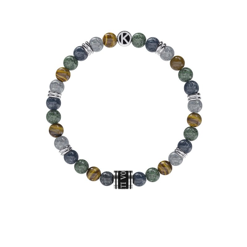 Kidult - Bracciale In Acciaio 316L - Pvd Nero - Pietre